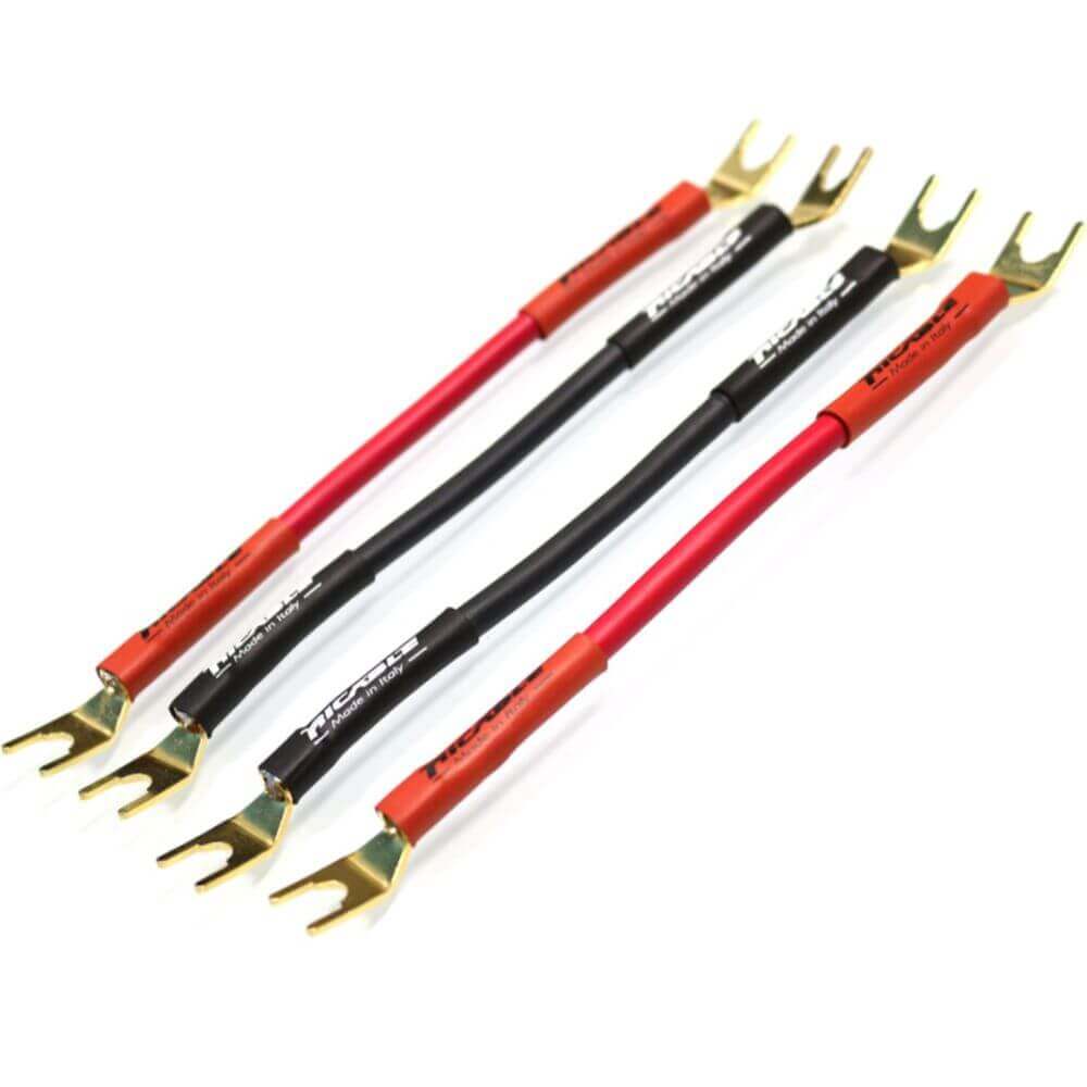 Ricable Dedalus Bridge four-piece speaker jumper set with spade-to-spade terminations